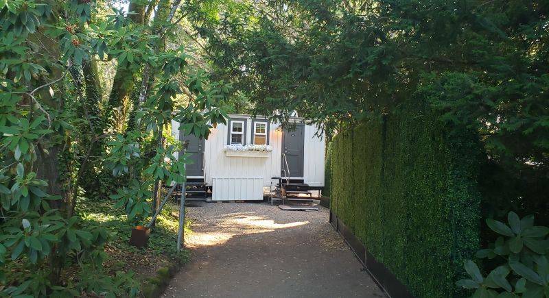 Portable Luxury Restroom Placed Down Path